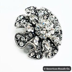 Rare Premier Designs Silver and Black Crystal Brooch. Unworn.